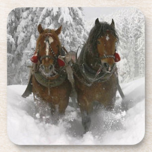 Pferd gezeichnetes Sleighweihnachten Untersetzer
