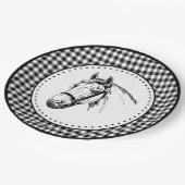 Pferd Gingham Pappteller (Schrägansicht)