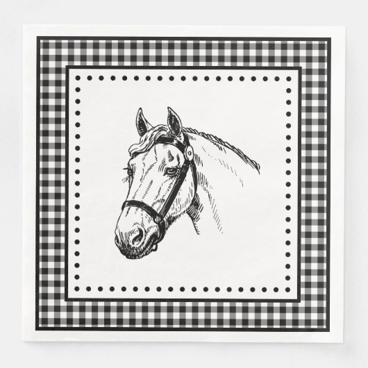 Pferd Gingham Serviette (Vorderseite)