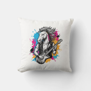 Pferd Gitarre Spieler Vintage Gravur T-Shirt Desi Kissen
