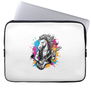 Pferd Gitarre Spieler Vintage Gravur T-Shirt Desi Laptopschutzhülle