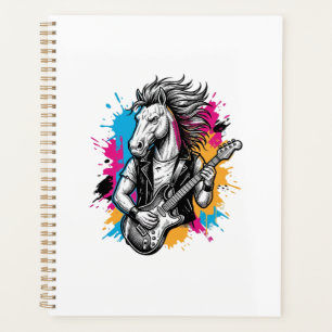 Pferd Gitarre Spieler Vintage-Stich T-Shirt Desi Planer