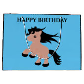 Pferd Glücklichen Geburtstag Geschenktasche in bla Große Geschenktüte (Rückseite)