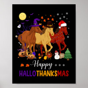 Pferd Halloween Erntedank Weihnachten Happy Hallo Poster