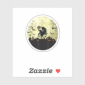 Pferd Halloween Kopf-Reiter Kürbis und Mond Aufkleber (Blatt)