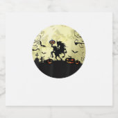 Pferd Halloween kopfloser Reiter Kürbis und Mond Schaumweinetikett (Einzelnes Label)