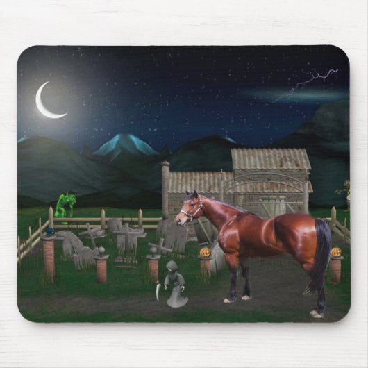 Pferd Halloween mit Ghoul-Freunden Mousepad (Vorne)