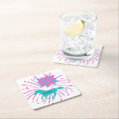 Pferd Happy Birthday Pink Lila Türkis Rechteckiger Pappuntersetzer (Vor Ort)