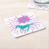 Pferd Happy Birthday Pink Lila Türkis Rechteckiger Pappuntersetzer (angewinkelt)