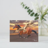 Pferd & Hawk Sonnenaufgang Postkarte (Stehend Vorderseite)
