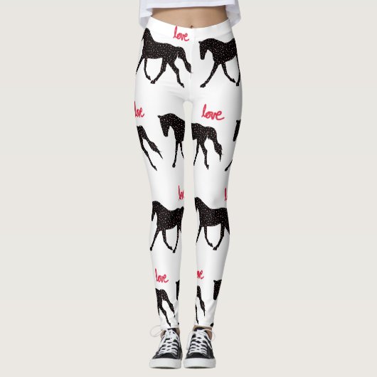 Pferd, Herzen und Liebe Leggings (Vorderseite)