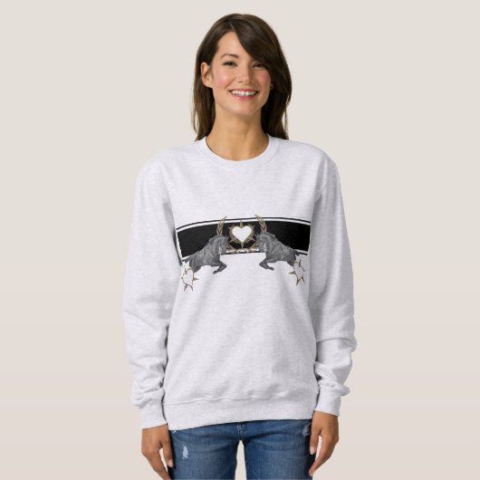 Pferd Horse Heart Laurel wreath Ährenkranz Sweatshirt (Vorne ganz)