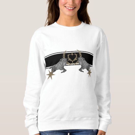 Pferd Horse Stars Heart Laurel wreath Ährenkranz Sweatshirt (Vorderseite)