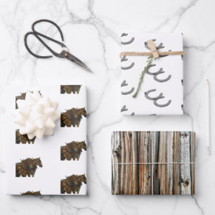 Pferd Hufeisen Scheune Geschenkpapier Set