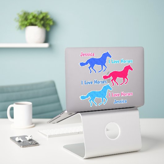 Pferd "I Liebe Horses" Individuelle Name Vinyl Sti Aufkleber (Laptop auf Schreibtisch)