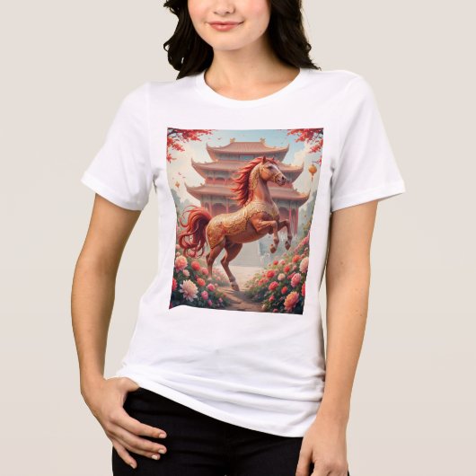 Pferd im chinesischen Jahr Tri-Blend Shirt (Vorderseite)