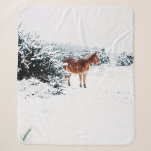 PFERD IM FALLENDEN SCHNEE SHERPADECKE