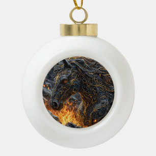 Pferd im Feuer Keramik Kugel-Ornament
