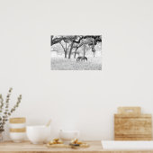 Pferd im Foggy Field of Oaks Poster (Küche)