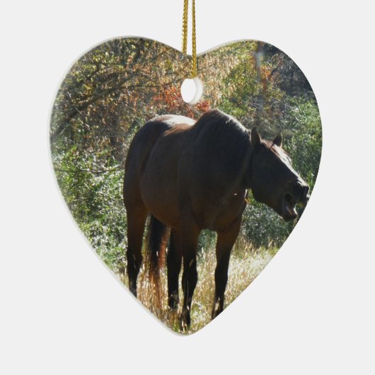 Pferd im Herbst Keramik Ornament (Rechts)