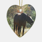 Pferd im Herbst Keramik Ornament (Links)