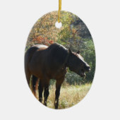 Pferd im Herbst Keramik Ornament (Vorne)