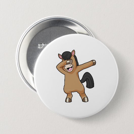 Pferd im Hip Hop Dance Dab Button (Vorne & Hinten)
