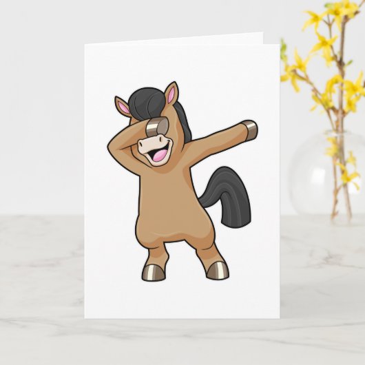 Pferd im Hip Hop Dance Dab Karte (Gelbe Blume)