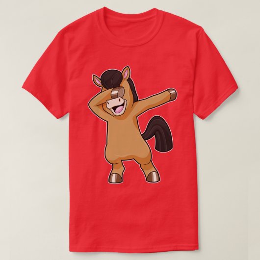 Pferd im Hip Hop Dance Dab T-Shirt (Design vorne)