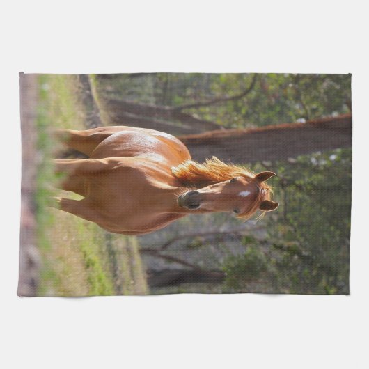 Pferd im Holz Handtuch (Horizontal)