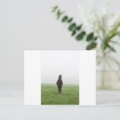 Pferd im Nebel auf einer Wiese Postkarte (Stehend Vorderseite)