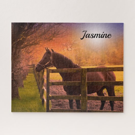 Pferd im Paddock personalisiert Puzzle (Horizontal)