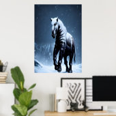 Pferd im Schnee | AI Art Poster (Heimbüro)