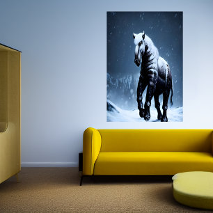 Pferd im Schnee   AI Art Poster