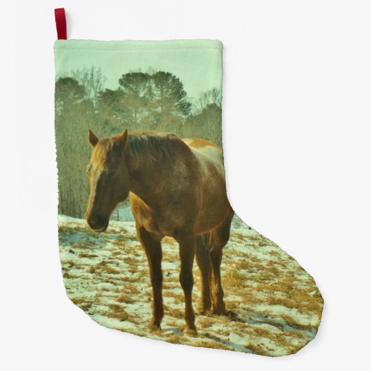 Pferd im Schnee Großer Weihnachtsstrumpf (Vorderseite)