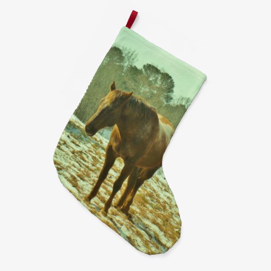 Pferd im Schnee Großer Weihnachtsstrumpf (Vorderansicht (hängend))