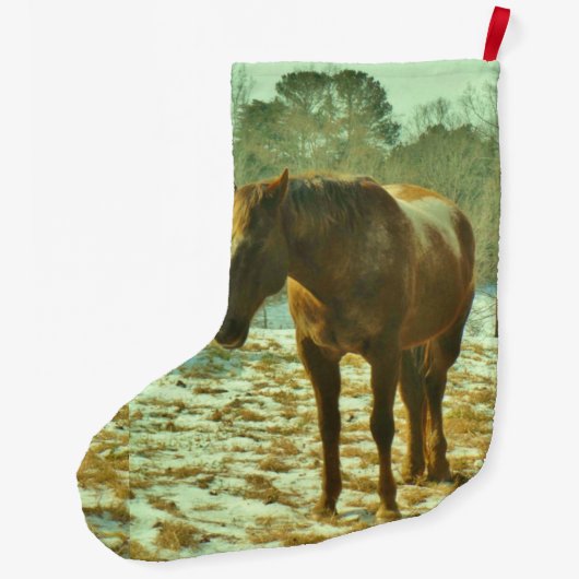 Pferd im Schnee Großer Weihnachtsstrumpf (Rückseite)
