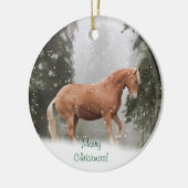 Pferd im Schnee Keramik Ornament (Links)