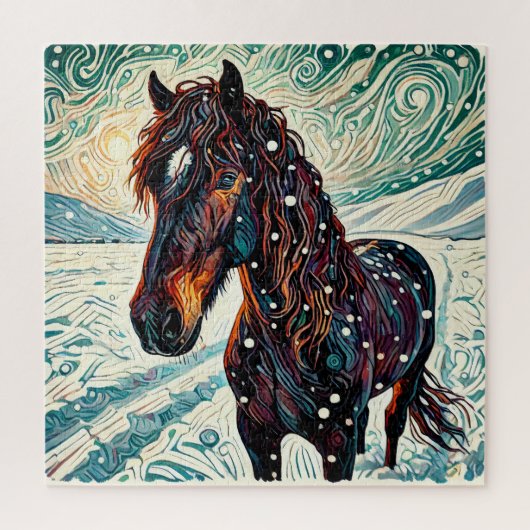 Pferd im Snow 600 Piece Puzzle (Vertikal)