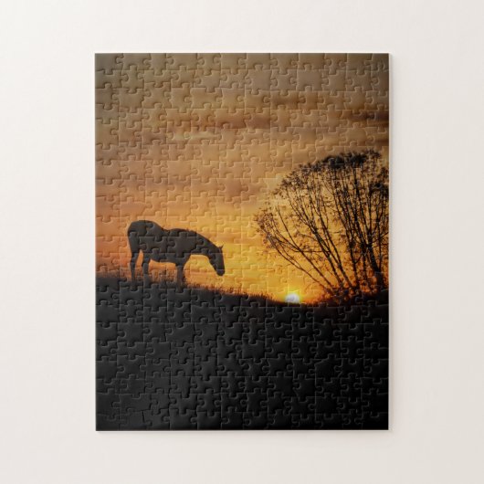 Pferd im Sonnenuntergang Puzzle (Vertikal)