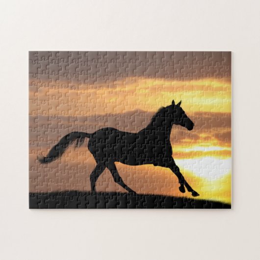 Pferd im Sonnenuntergang Puzzle (Horizontal)
