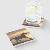 Pferd im Sonnenuntergang Steinuntersetzer (Seitenansicht)