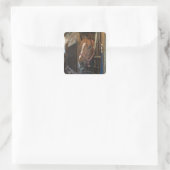 Pferd im Stall Quadratischer Aufkleber (Tasche)