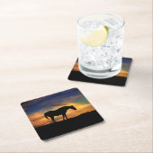 Pferd im Südwesten des Sonnenaufgangs Rechteckiger Pappuntersetzer (Vor Ort)