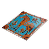 Pferd im Südwesten Stil Südwestbraun & Blau Fliese (Seite)