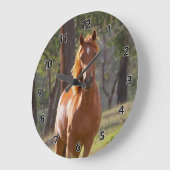 Pferd im Wald Große Wanduhr (Winkel)