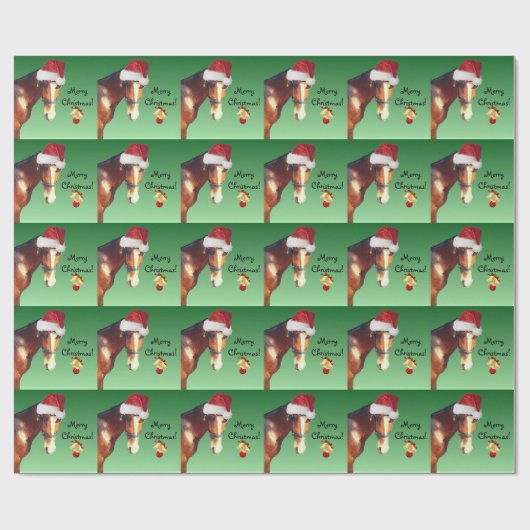 Pferd im Weihnachtsmannmütze-Weihnachten Geschenkpapier (Flach)