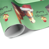 Pferd im Weihnachtsmannmütze-Weihnachten Geschenkpapier (Rolleneckpunkt)