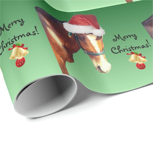 Pferd im Weihnachtsmannmütze-Weihnachten Geschenkpapier (Rolleneckpunkt)