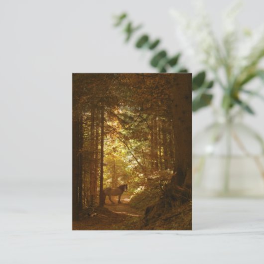 Pferd im zauberhaft grünen Wald Postkarte (Stehend Vorderseite)